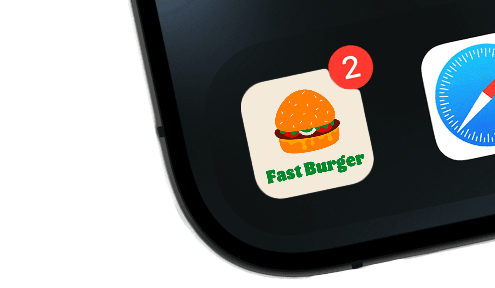 Icône d'application mobile, contenant une illustration d'un hamburger